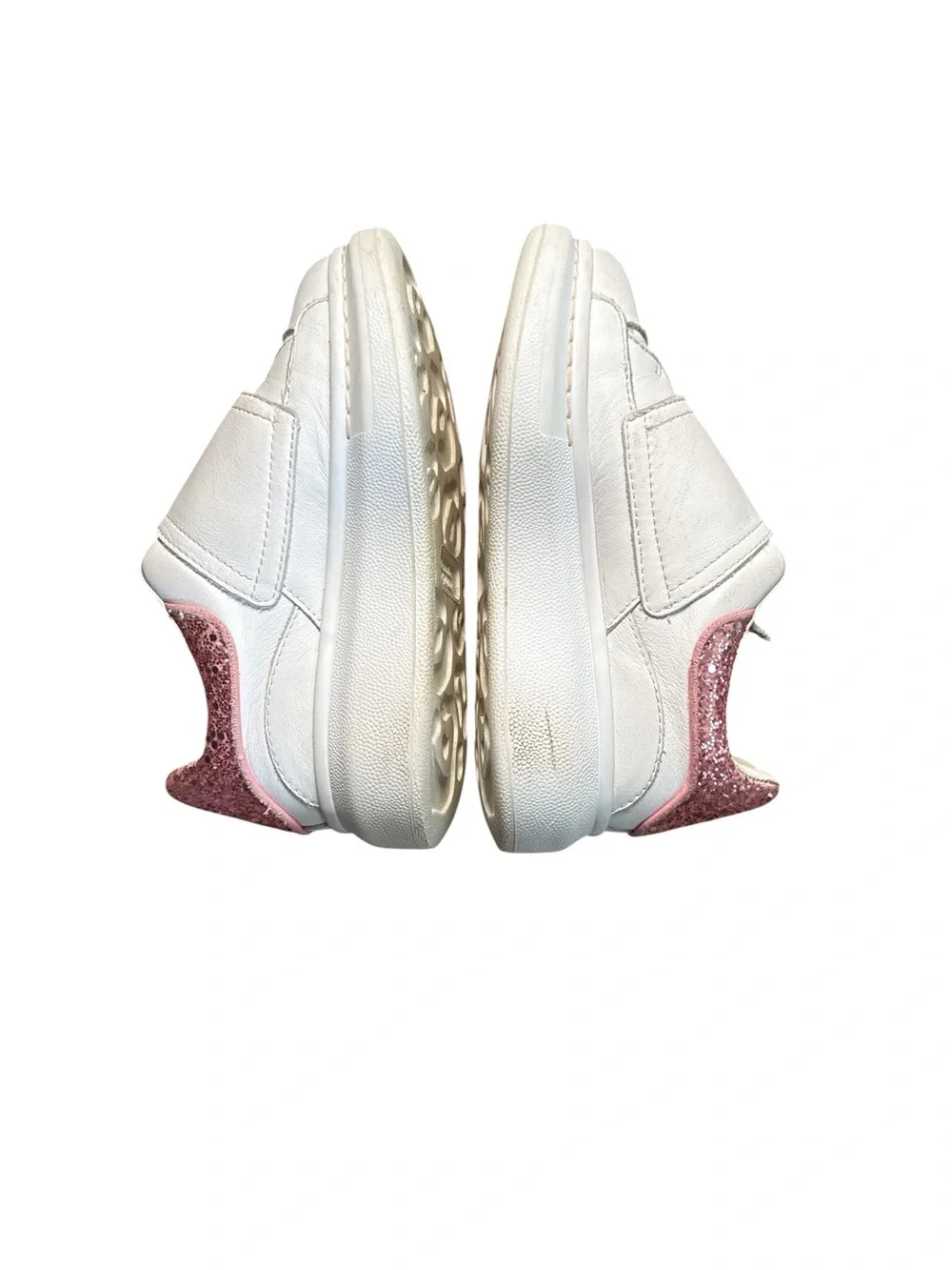 Alexander McQueen sz 29 Girl's Oversized pink Glitter Grip-strap Sneakers
